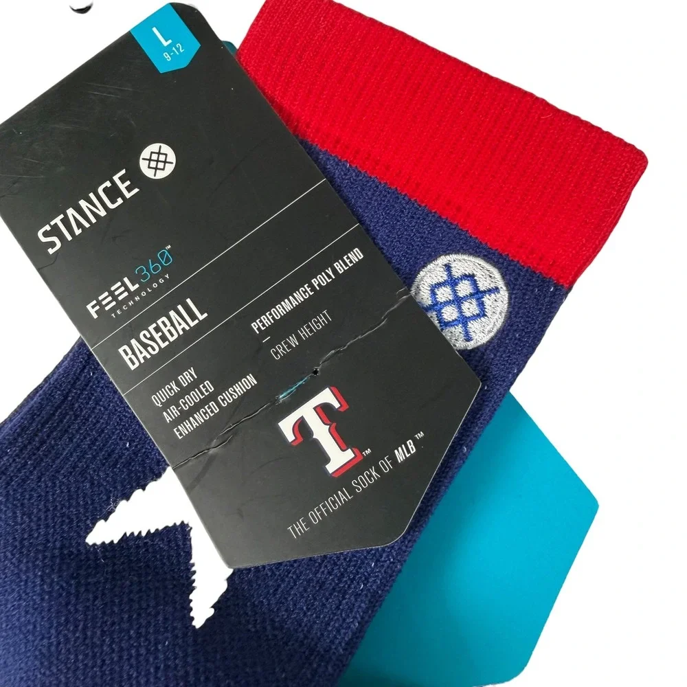 Stance Texas Rangers MLB Diamond Pro Crew Baseball Socks Blue Red Large NEW